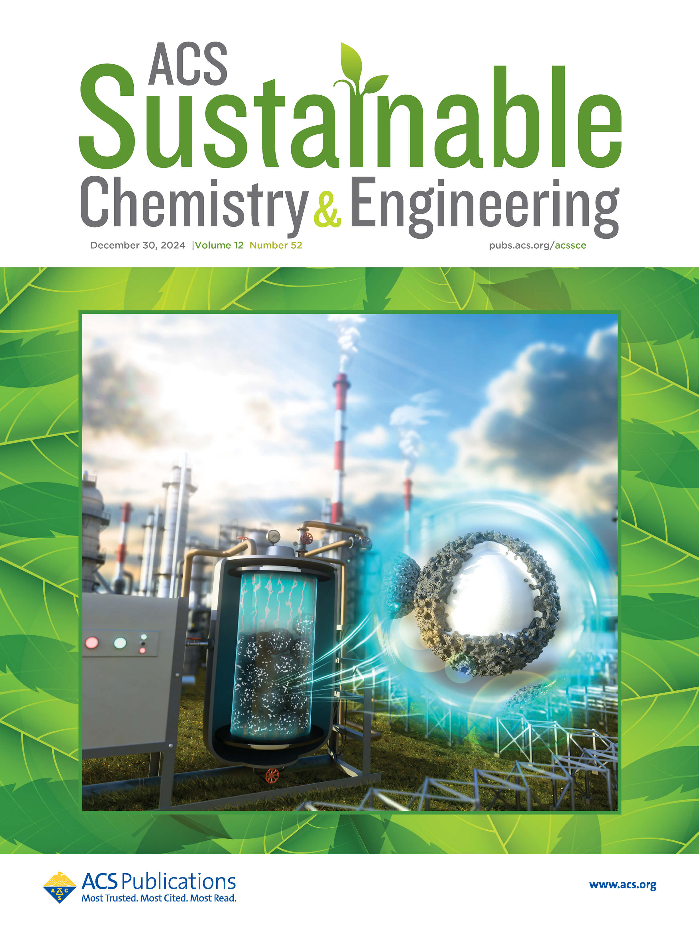 LetPub Journal Cover Art Design - ACS Sustainable Chemistry & Engineering; Molded Nanoporous Ni Catalysts with High Active Metal Utilization for CO2 Methanation